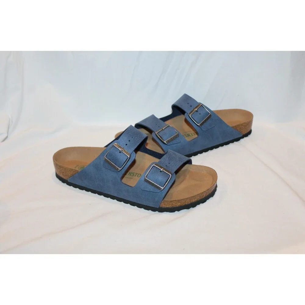 BIRKENSTOCK BS MEN'S VEGAN LEATHER SANDALS EU 43 REGULAR ELEMENTAL BLUE NEW
